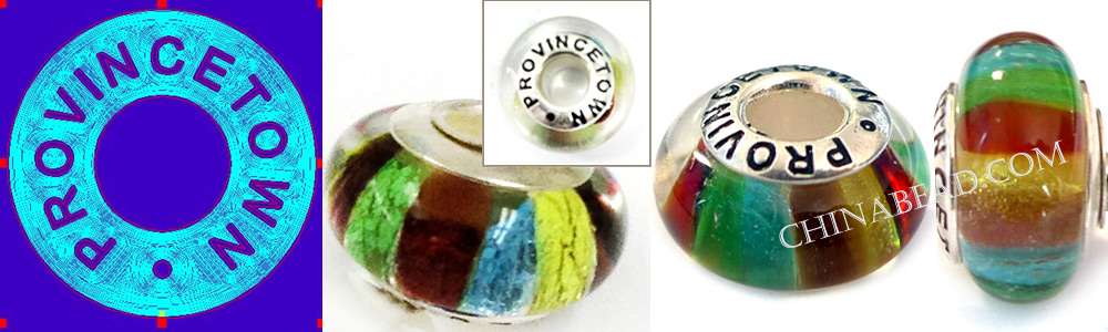 custom stamped brand logo murano glass bead samples