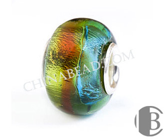 925 silver double core foil design murano bead