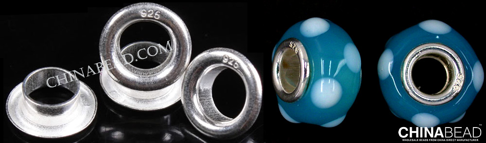 925 silver double core and murano glass bead charm samples