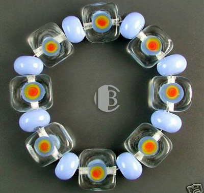 combination bracelet style tile lampwork bead sets