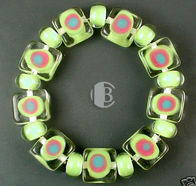 combination bracelet style tile lampwork bead sets