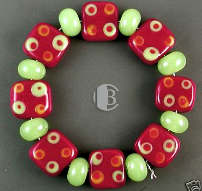 combination bracelet style tile lampwork bead sets