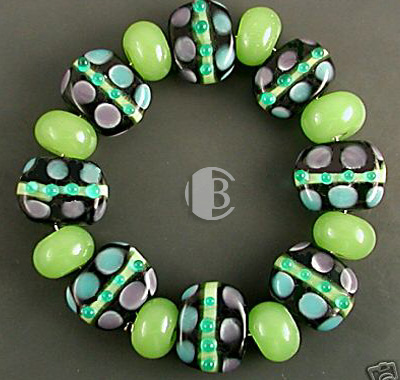 combination bracelet style tile lampwork bead sets