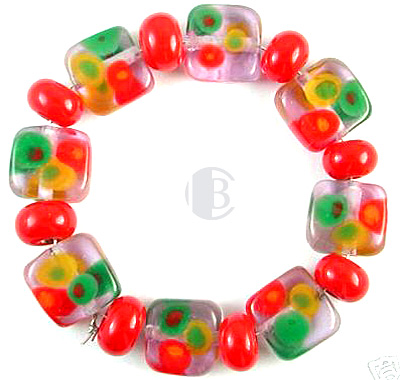 combination bracelet style tile lampwork bead sets