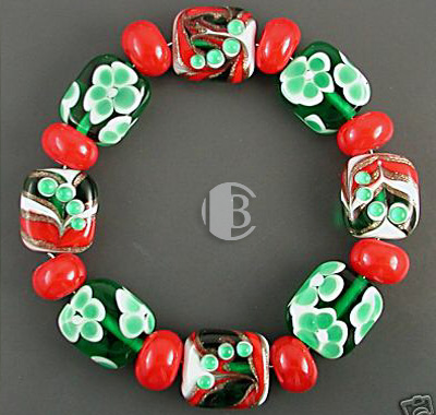 combination bracelet style tile lampwork bead sets