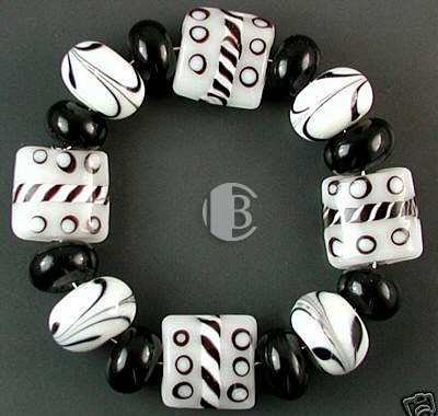 combination bracelet style tile lampwork bead sets