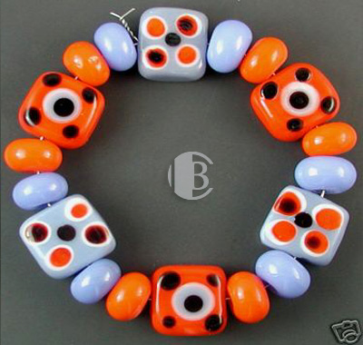 combination bracelet style tile lampwork bead sets