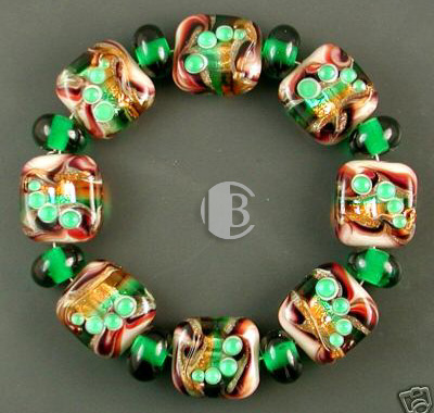 combination bracelet style tile lampwork bead sets