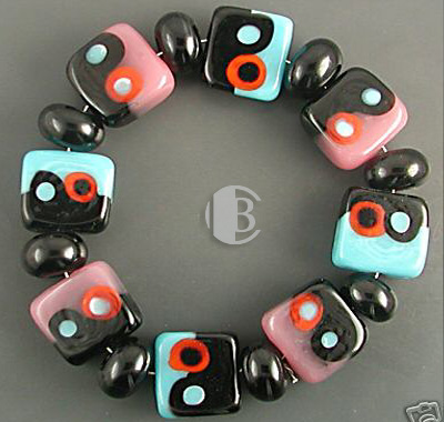 combination bracelet style tile lampwork bead sets