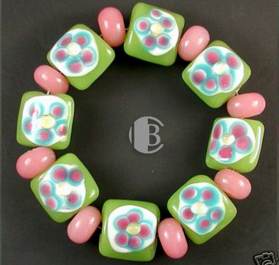 combination bracelet style tile lampwork bead sets